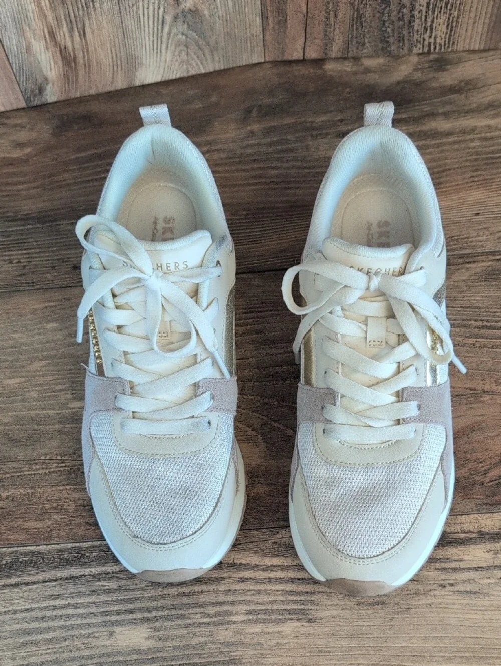 Skechers Runway Posh Girl Natural Gold Sneakers 9           C215